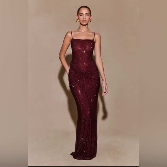 Meshki Burgundy Sequin Maxi Dress - Picture 4 of 4